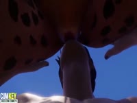 Big dick man fucking a furry zoo cheetah from behind